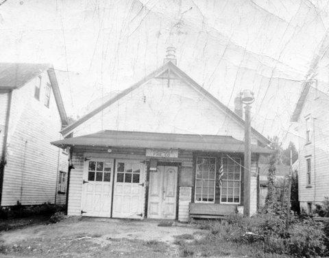 First Firehouse located on Lincoln Highway across the street from the 1949 Firehouse.  A former church converted to the firehouse. 